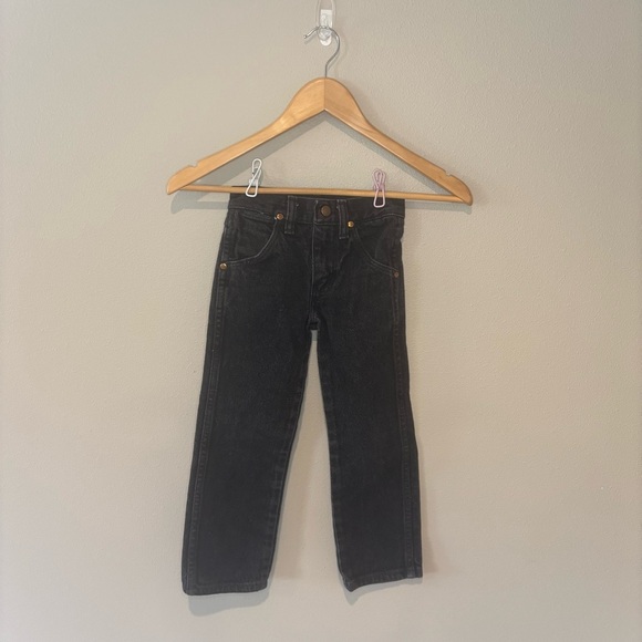 VINTAGE WRANGLER Black 100% Cotton Wrangler Denim Jeans Size 5 Slim Boys - Picture 1 of 9